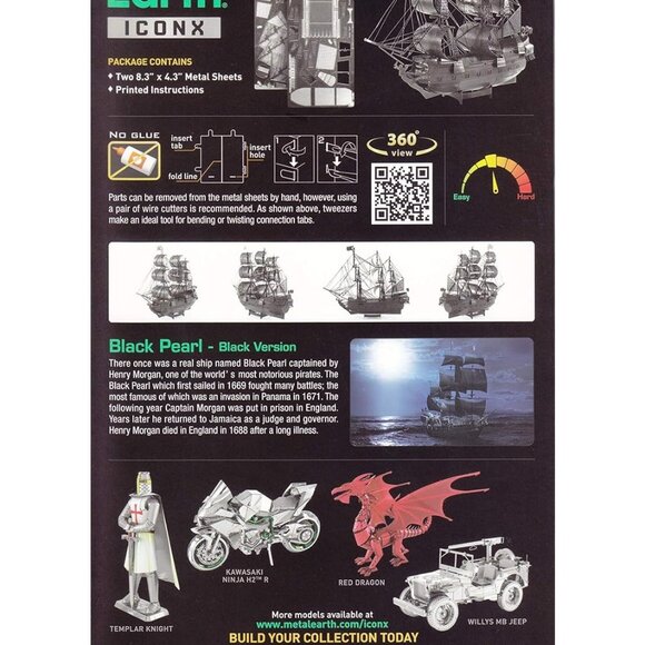 Fascinations Metal Earth Black Pearl Black Version Model Kit Steel Model ICX016B - Picture 2 of 7
